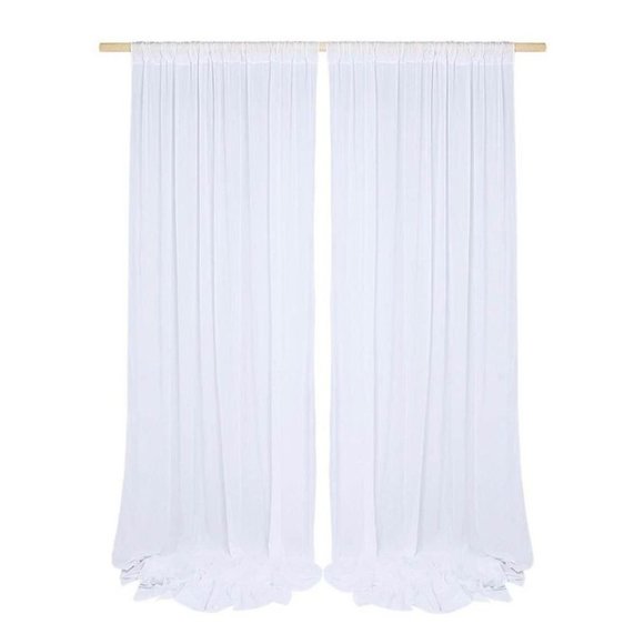 10x10 Feet | Shimmery White Crinkled Chiffon Curtains Wedding Arch Linen Drapes - Picture 5 of 5